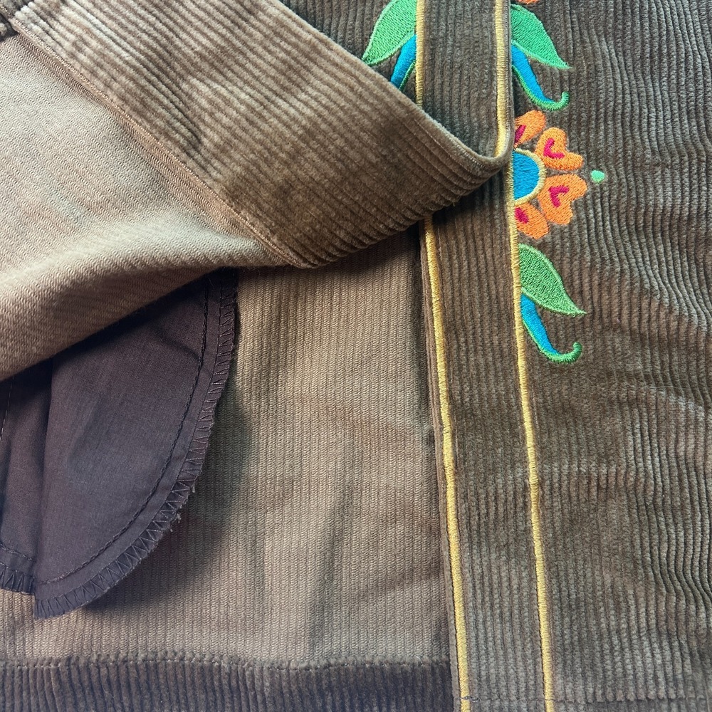 Bob Mackie Women's Shirt Sz XL Large Brown Wearable Art Corduroy Embroidered NWT - Picture 6 of 16